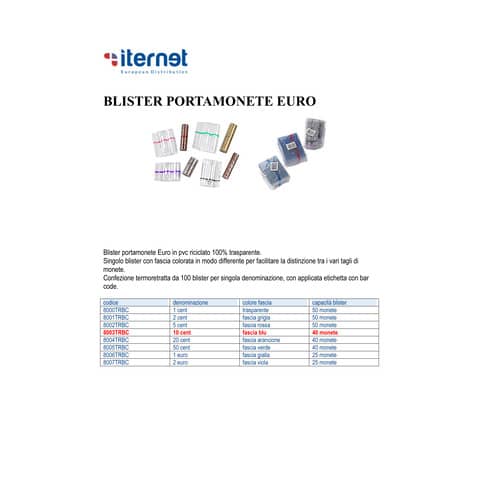 Blister per monete HolenBecky 10 cent capacità 40 moneteplastica trasparente confezione da 100 blister - 8003TRBC